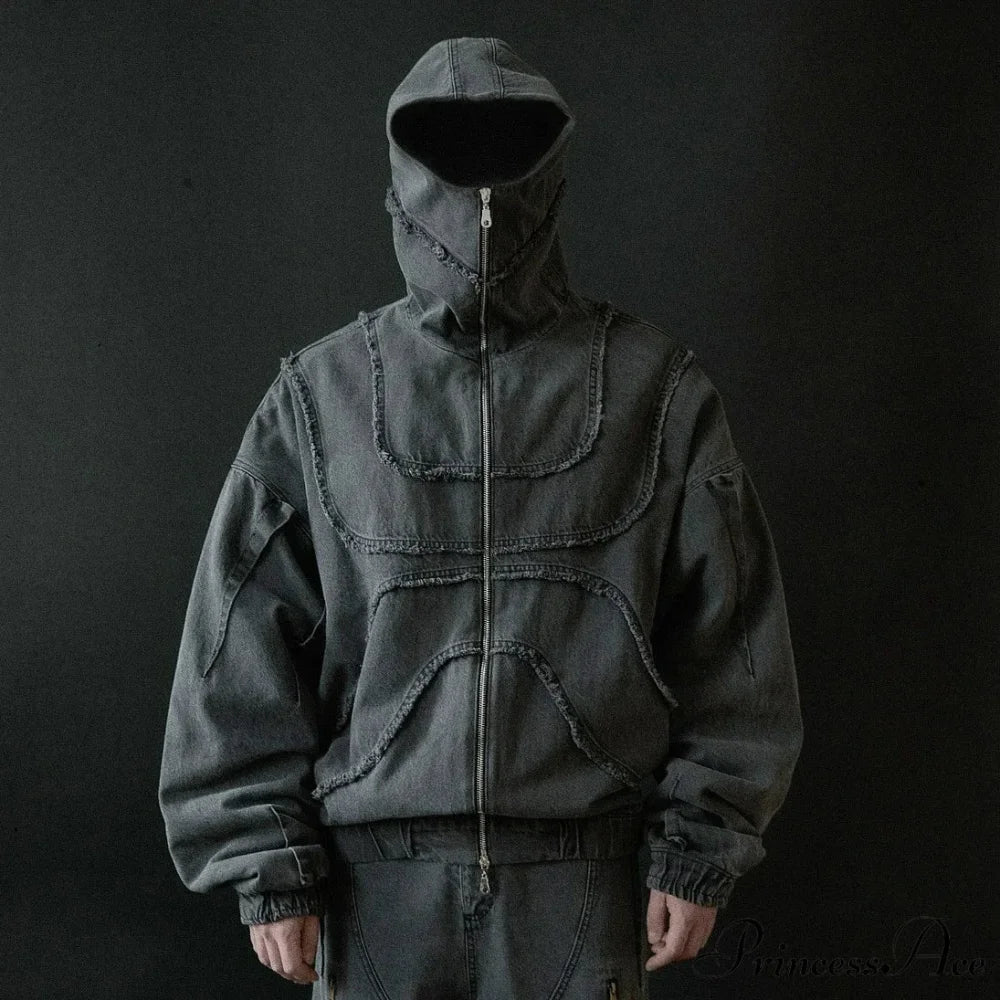 Dark Punk Faded Zipper Hoodie - Image 5