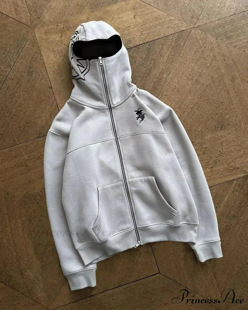Dark Punk Faded Zipper Hoodie - Image 7
