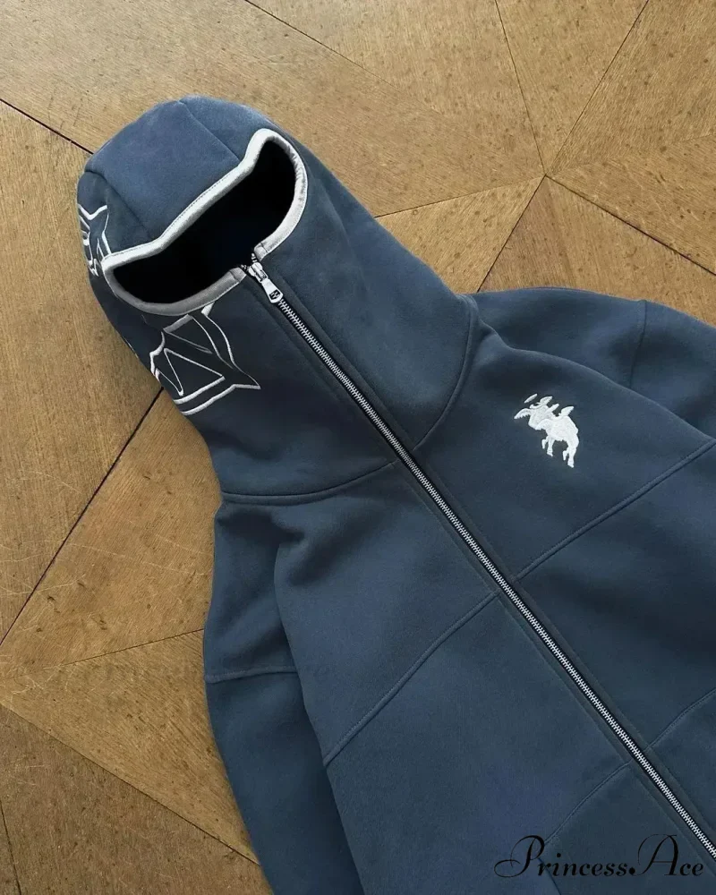 Dark Punk Faded Zipper Hoodie - Image 8