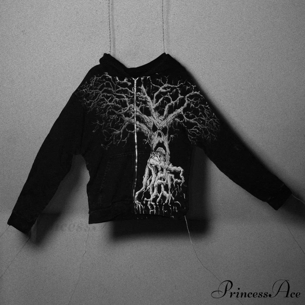 Dark Skull Zipper Hoodie - Image 3