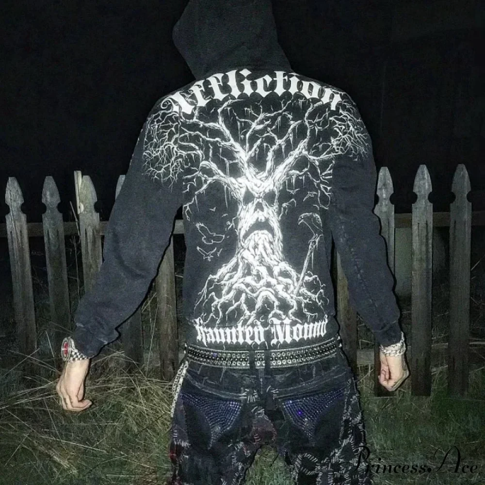 Dark Skull Zipper Hoodie - Image 4