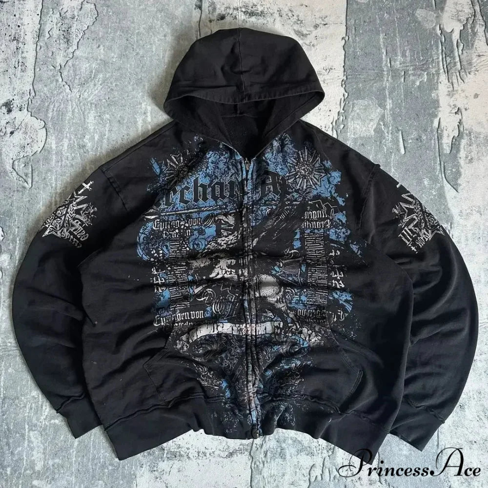 Dark Skull Zipper Hoodie - Image 8