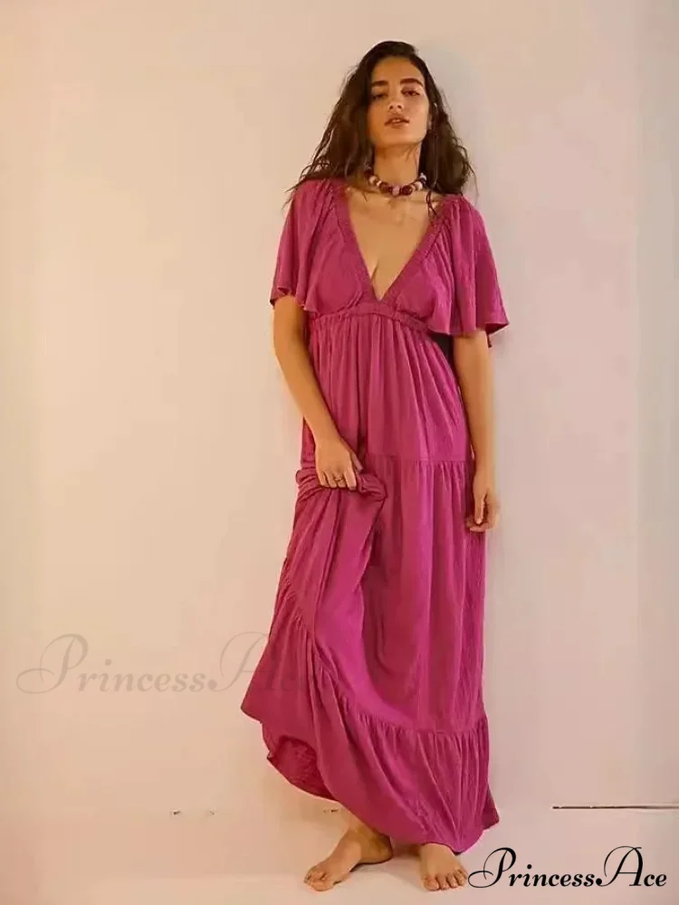 Dark Stitching Circular Neck Flare Free-Spirited Dress - Image 12