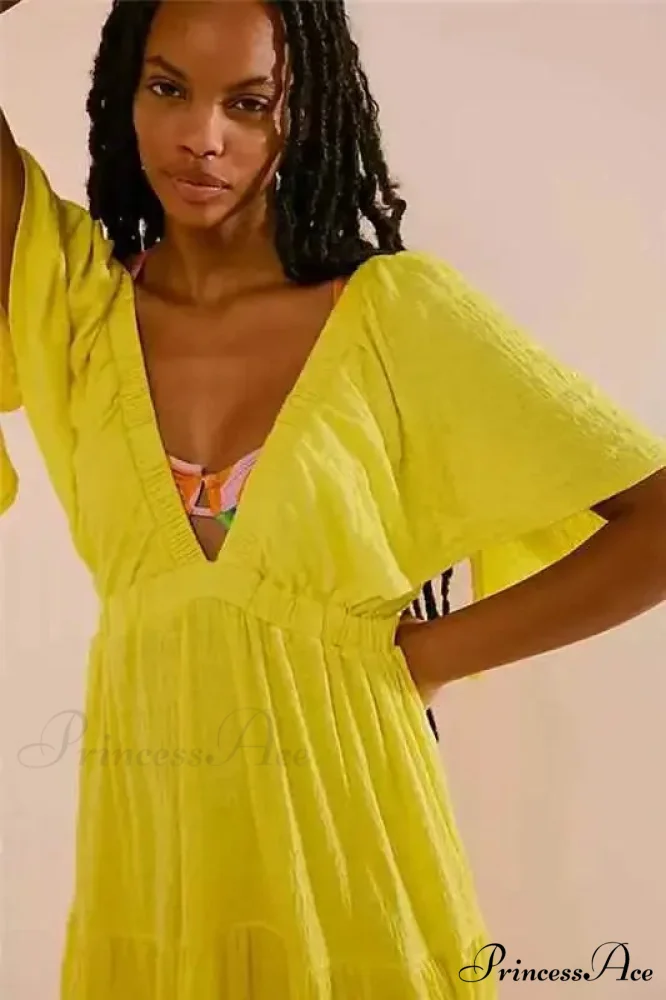 Dark Stitching Circular Neck Flare Free-Spirited Dress - Image 18