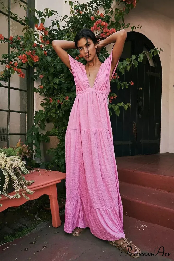 Dark Stitching Circular Neck Flare Free-Spirited Dress - Image 5