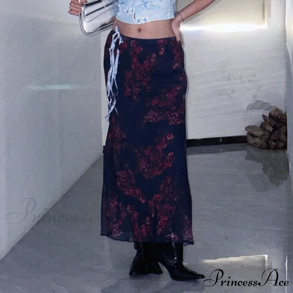 Dark Vintage Sophisticated Blossom Warm Cool Skirt - Image 2