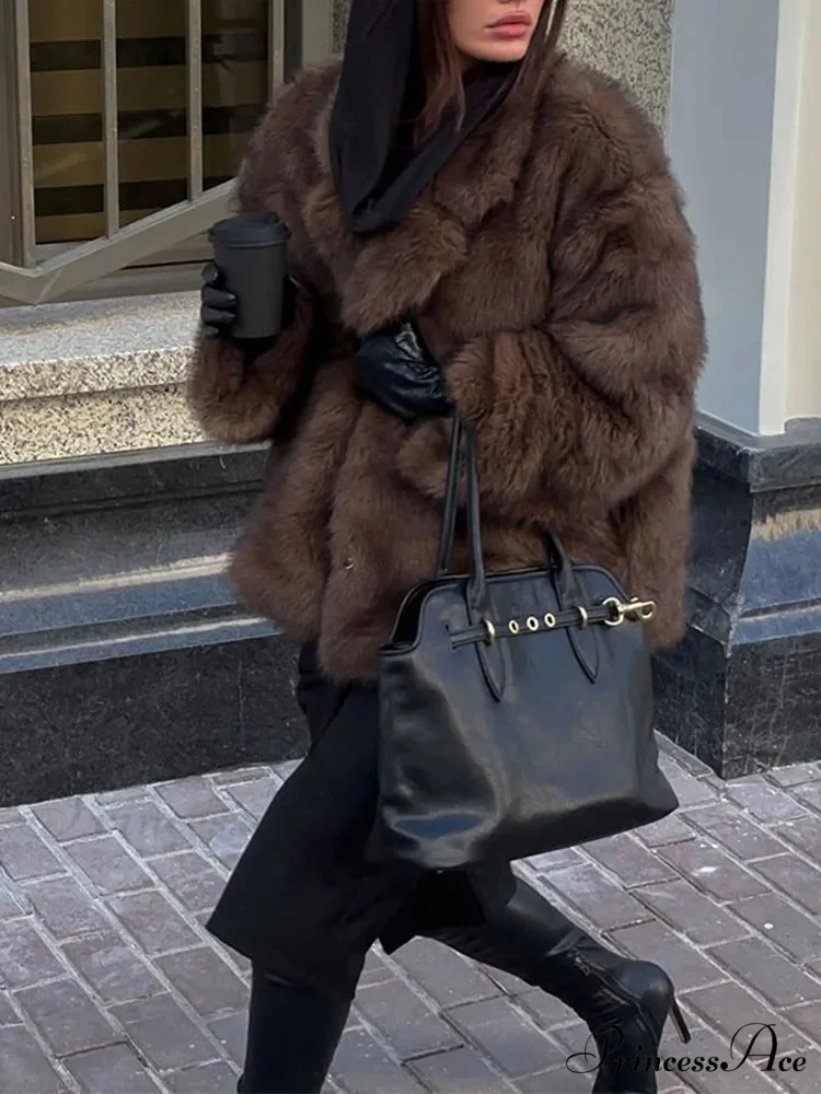 Deep Brown Collar Short Jacket - Image 6