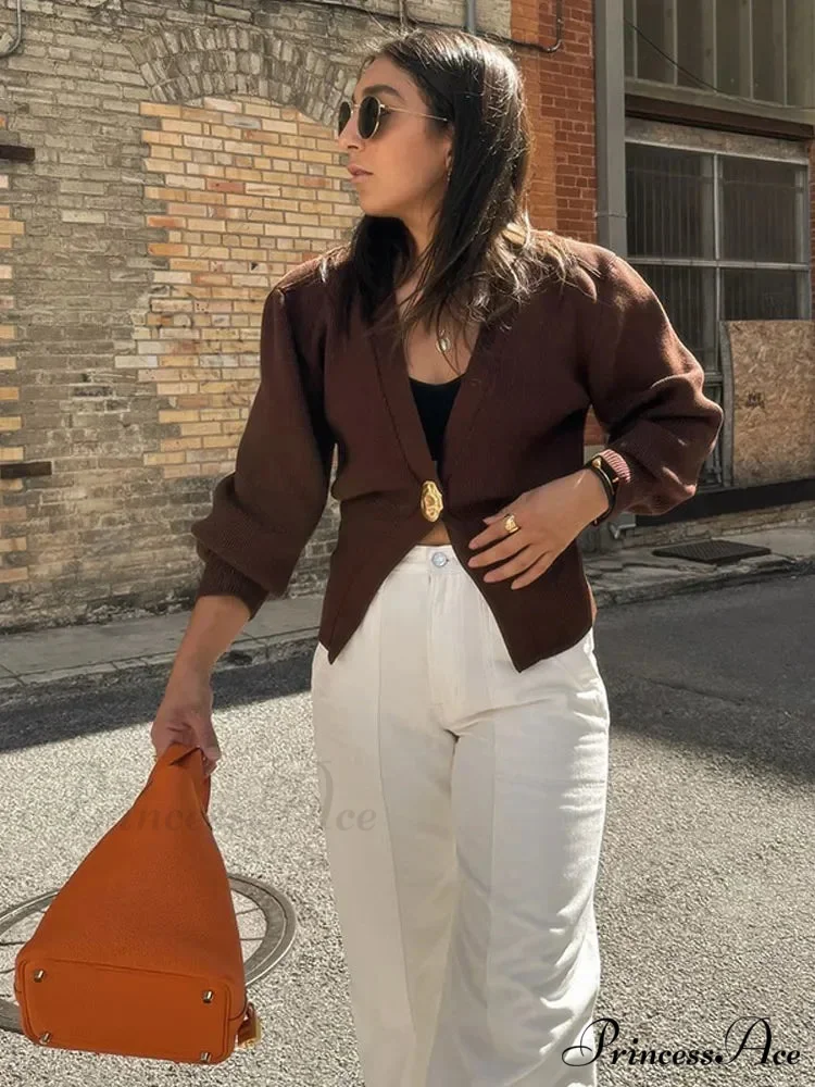 Deep-neck Button Trim Fit Cardigan - Image 2