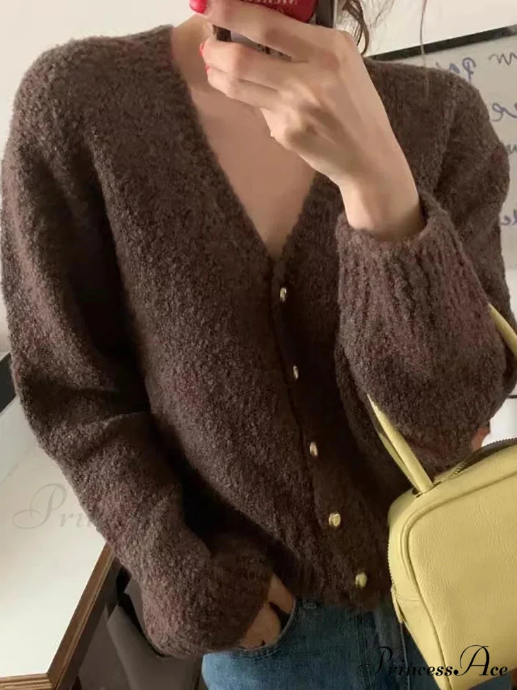 Deep-neck Cashmere Knit Cardigan - Image 2
