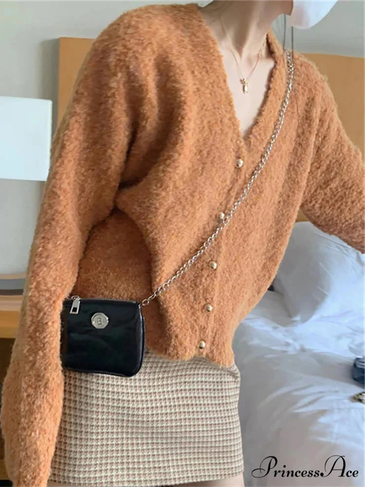Deep-neck Cashmere Knit Cardigan - Image 4