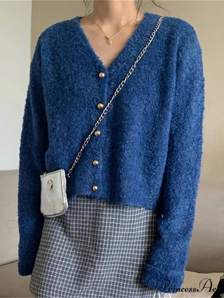 Deep-neck Cashmere Knit Cardigan - Image 5