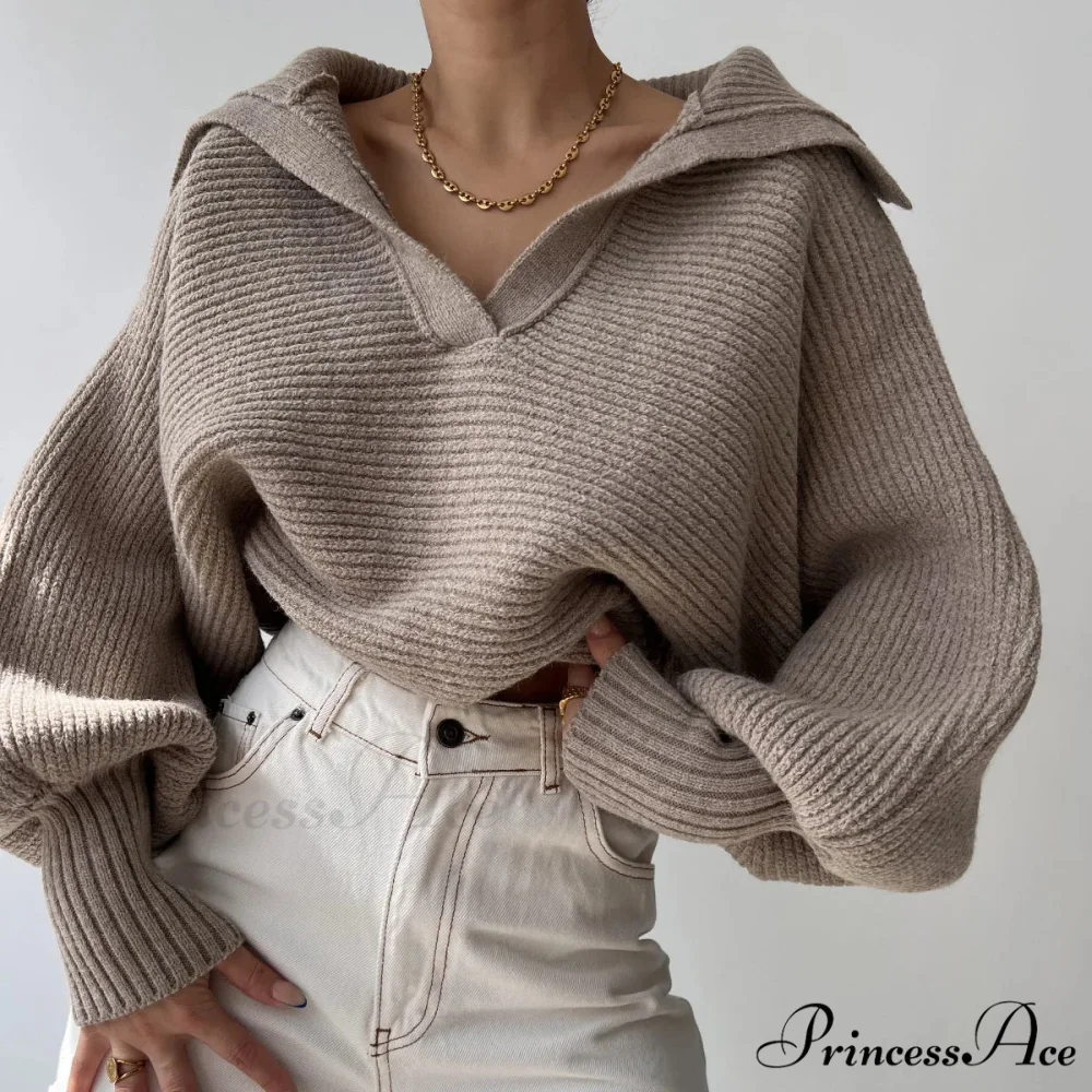 Deep-neck Cozy Ivory Jumper - Image 10