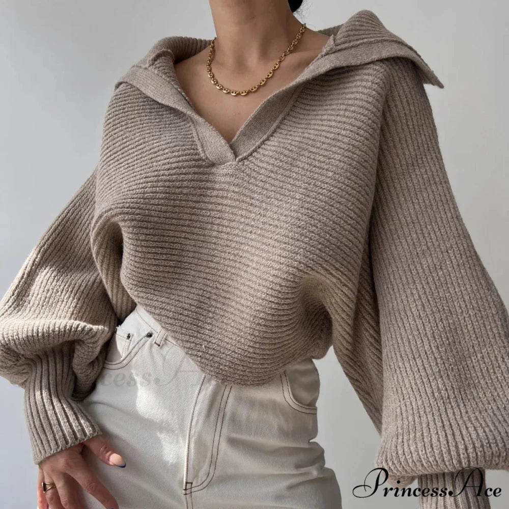Deep-neck Cozy Ivory Jumper - Image 3