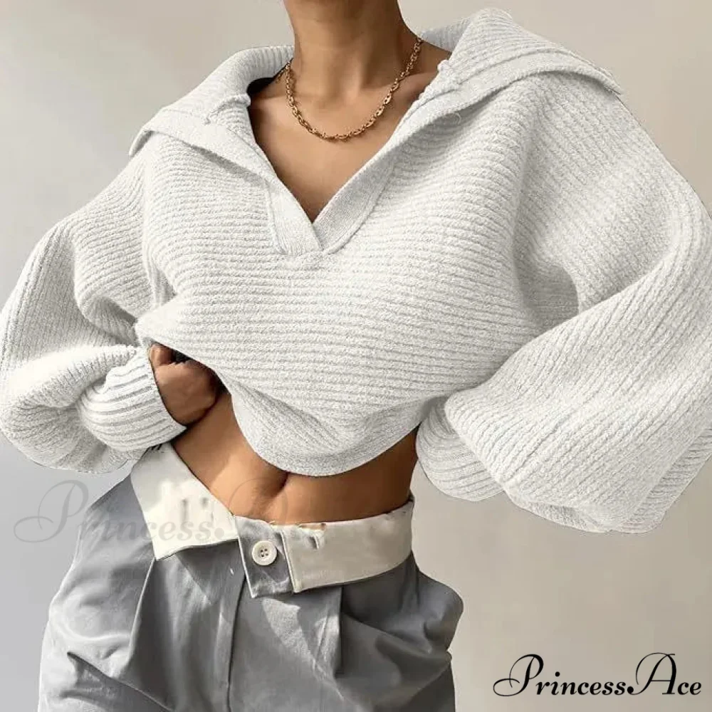 Deep-neck Cozy Ivory Jumper - Image 4