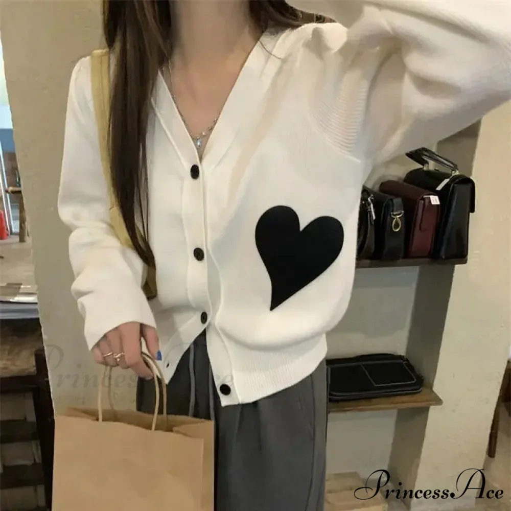 Deep Neck Extended Sleeve Solid Loose Sweet Knit Cardigan - Image 2