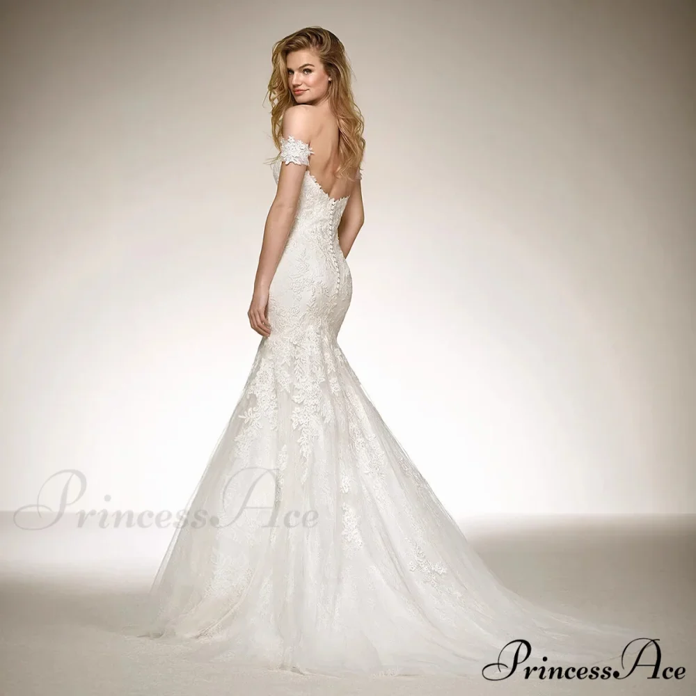 Deep Neck Extended Train Transparent Wedding Gown - Image 3