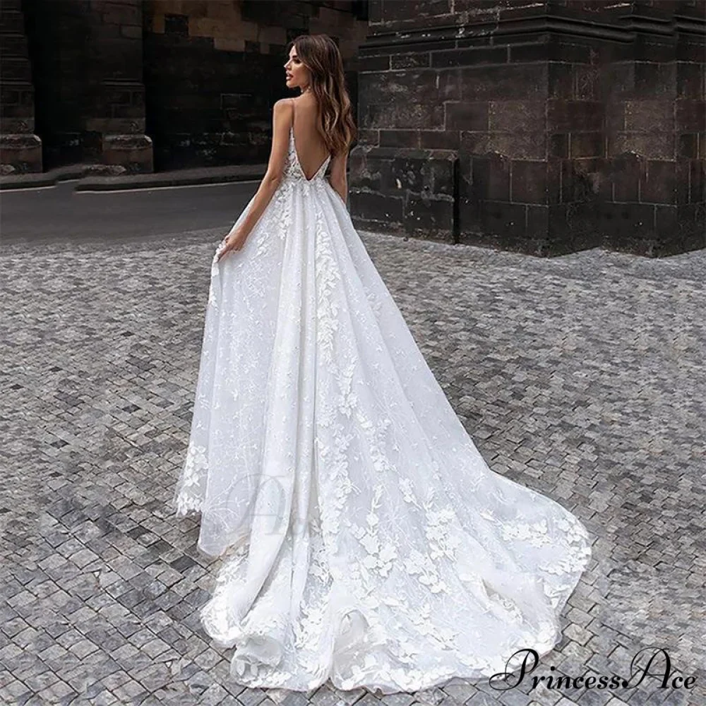Deep-Neck Mermaid Transparent Tulle Wedding Gown - Image 2