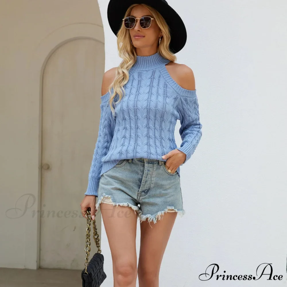 Deep-neck Off Shoulder Fried Dough Twists Jumper - Image 5
