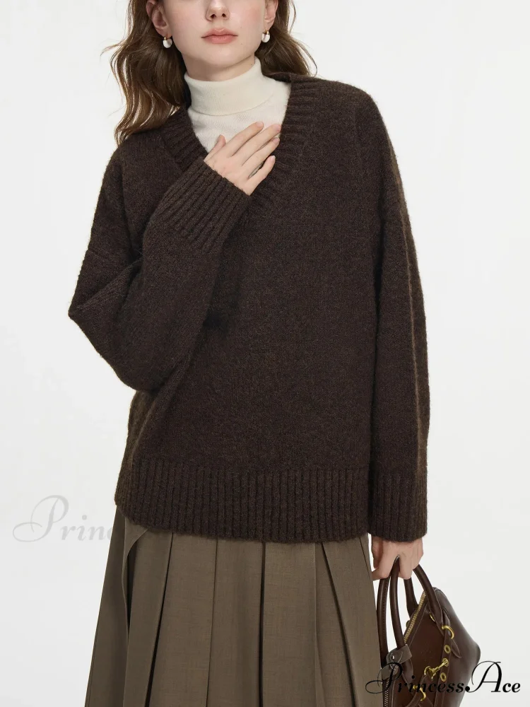 Deep-Neck Pullover Wool Cozy Sweater - Image 3
