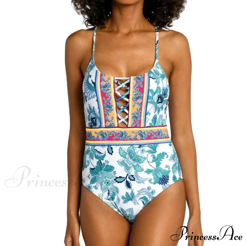 Deep Neck Push Up Cross One Piece Swimsuit - Image 10