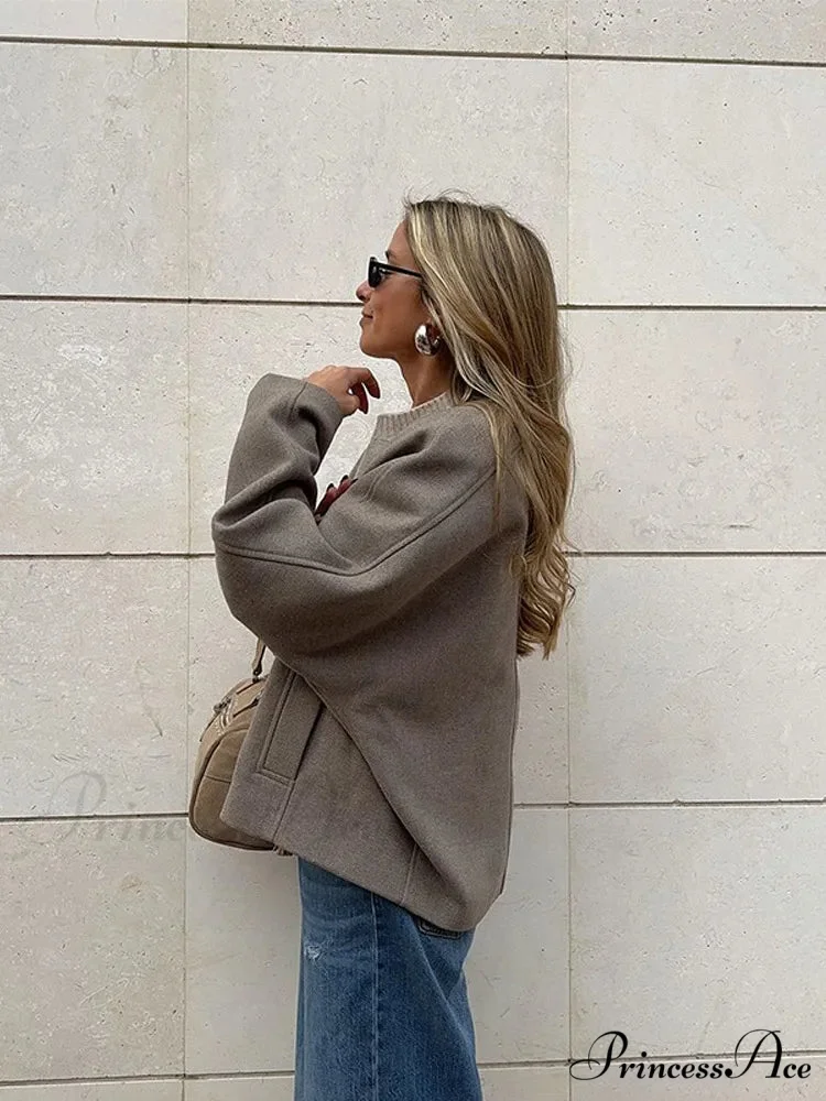 Deep-neck Unmarried Buttoned Wool Overcoat - Image 4