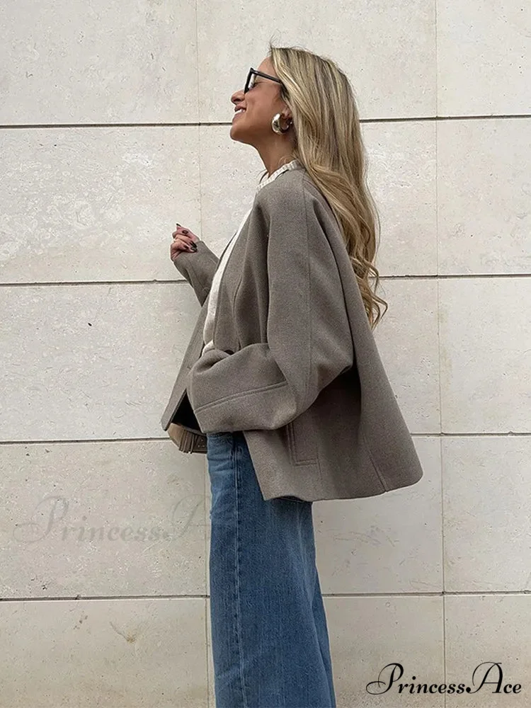 Deep-neck Unmarried Buttoned Wool Overcoat - Image 5