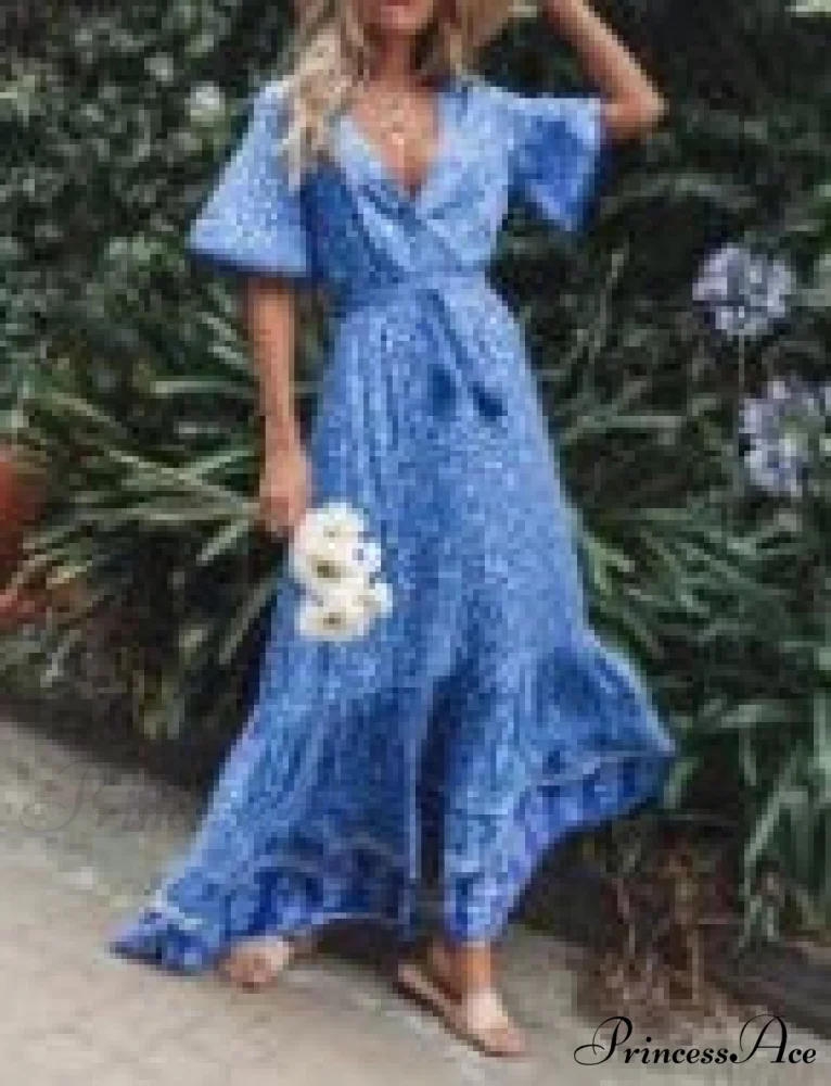 Deep Plunge Floral Bohemian Summer Dress - Image 5