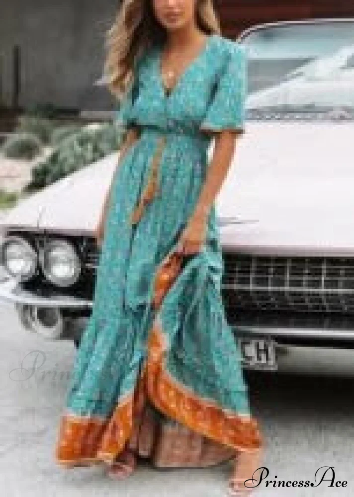 Deep Plunge Floral Bohemian Summer Dress - Image 6