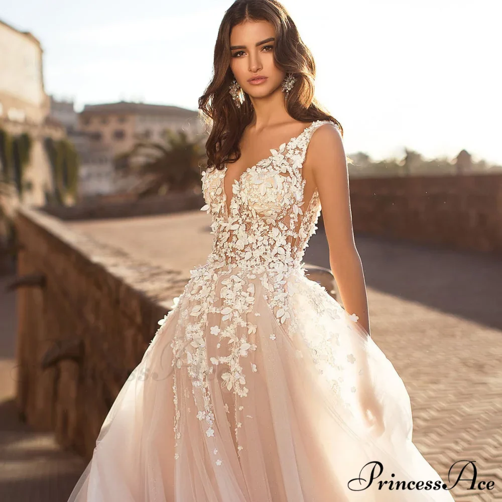 Deep Plunging Sensual Silk Bridal Gown - Image 2