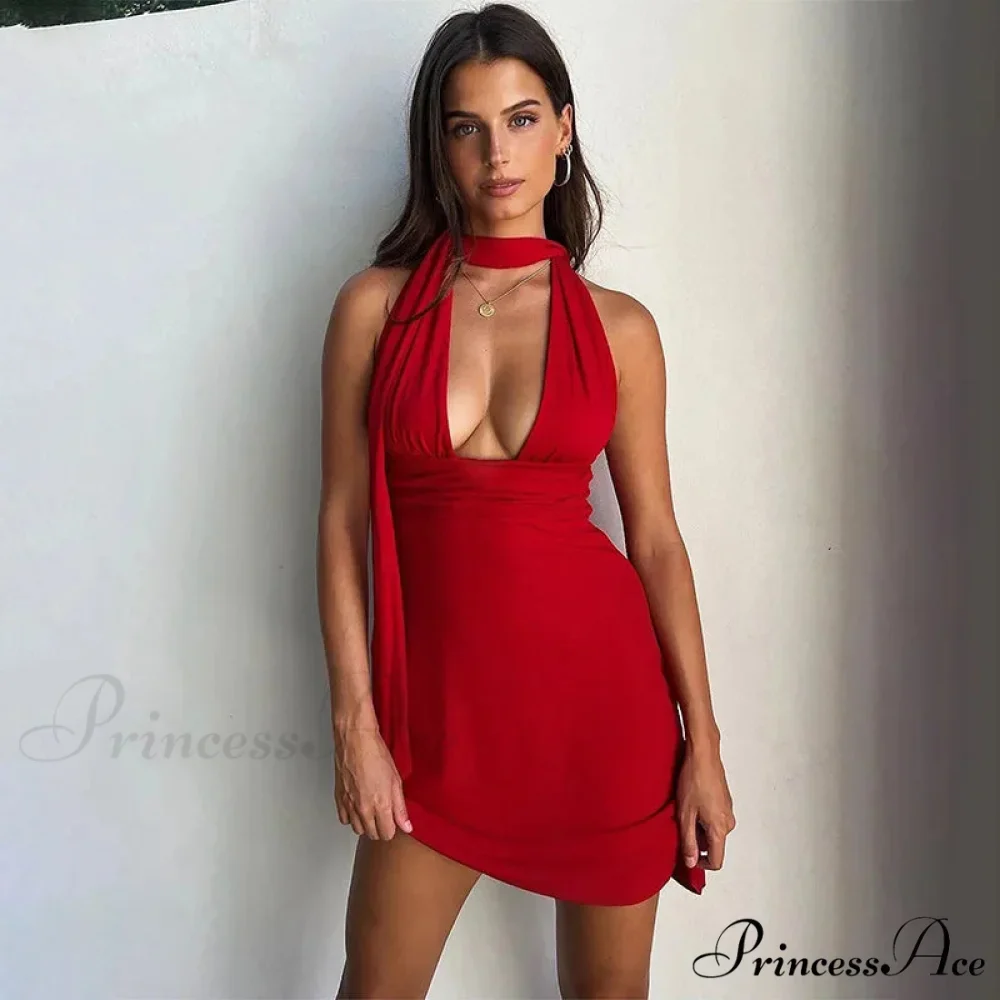 Deep V Neck Pleated Holiday Dress - Image 2