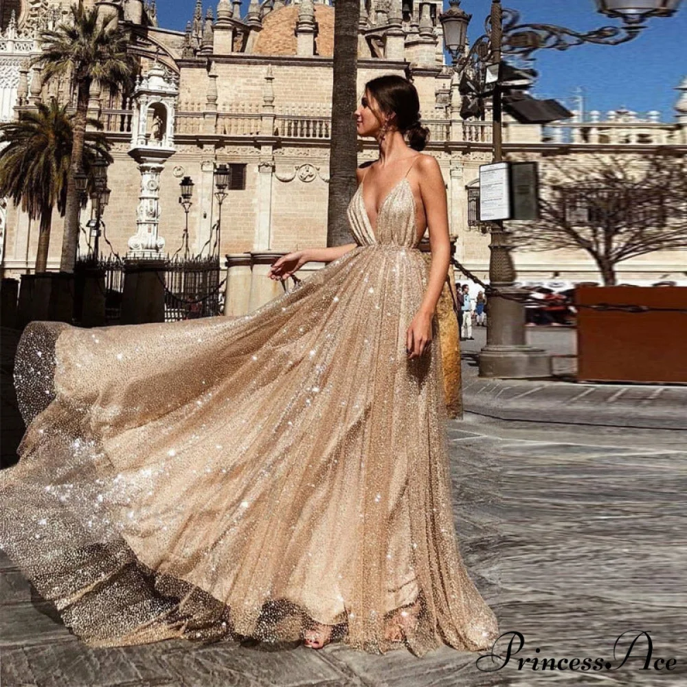 Deep V-Neck Sling Extended Gown Formal Dress - Image 2