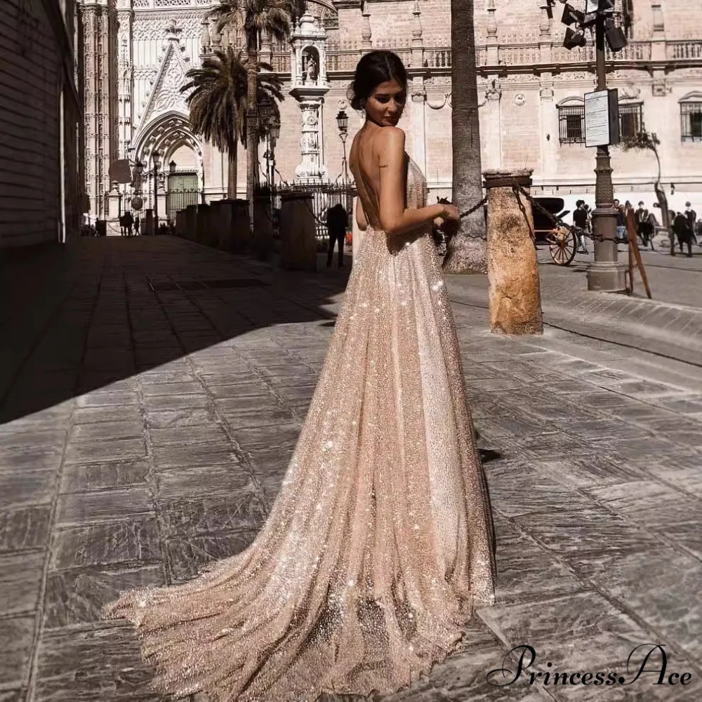 Deep V-Neck Sling Extended Gown Formal Dress - Image 3
