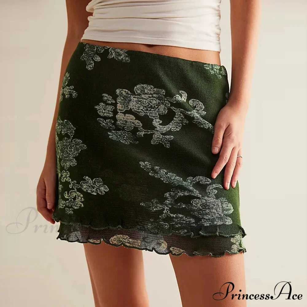 Delicate Net Floral Pattern Skirt - Image 3
