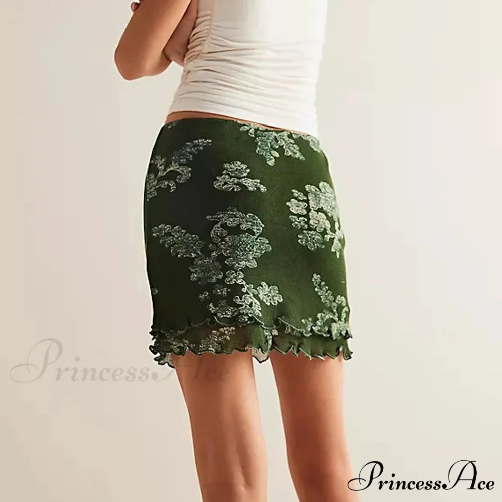 Delicate Net Floral Pattern Skirt - Image 4