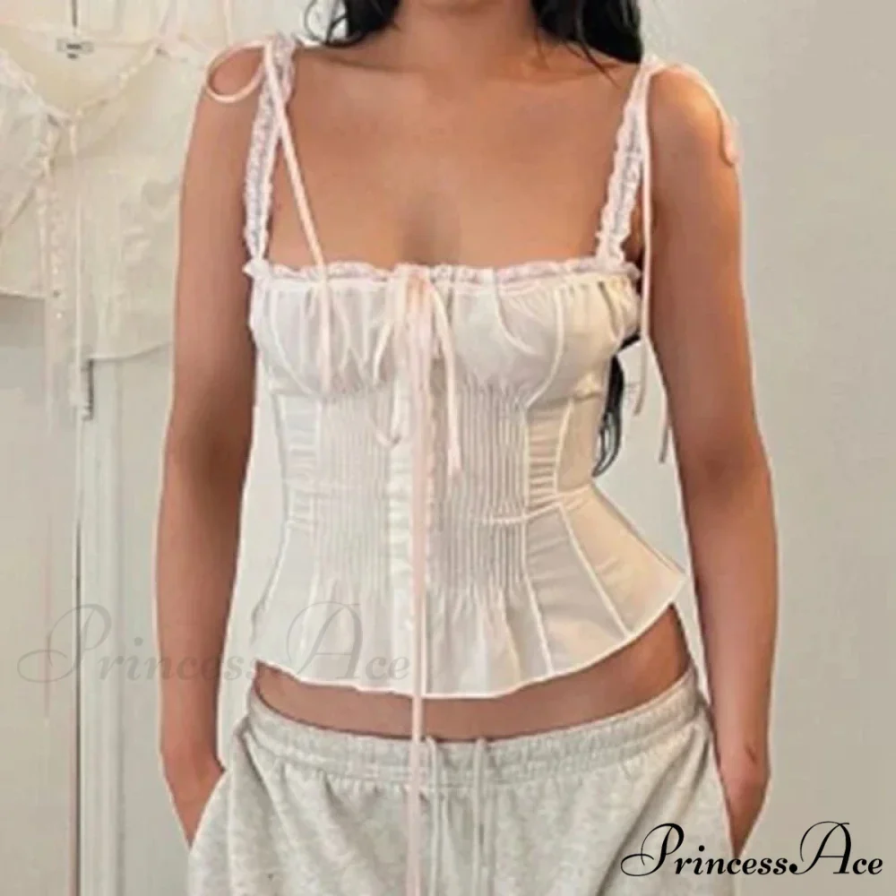 Delicate Ribbon Bow Button-Up Sleek Crop Top - Image 6