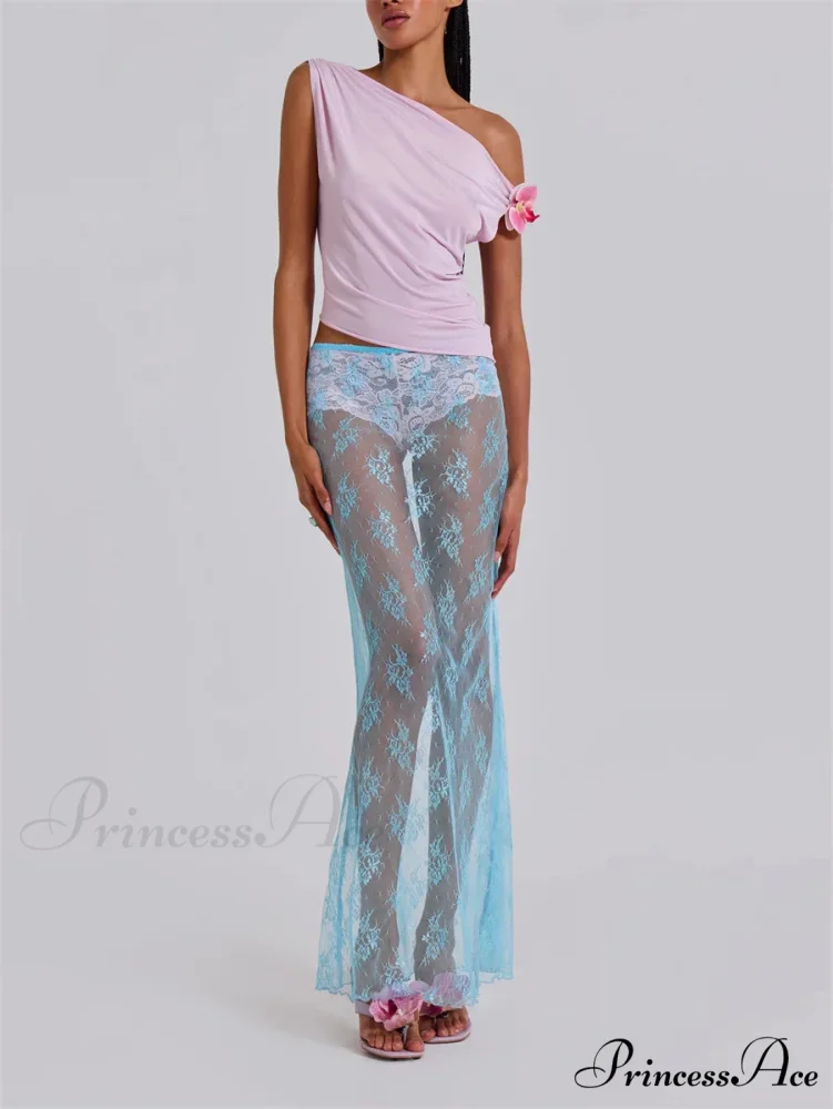 Delicate Transparent Long Split Provocative Transparent Cover Up Beach Skirt - Image 2