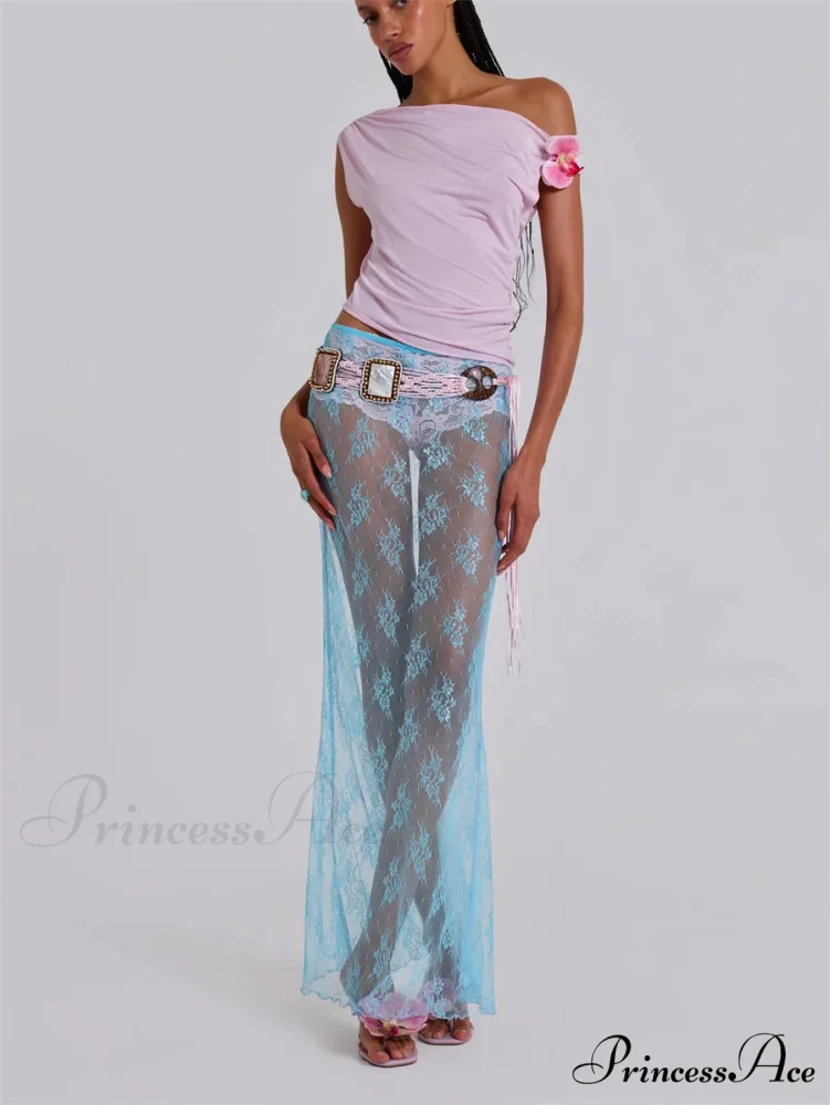 Delicate Transparent Long Split Provocative Transparent Cover Up Beach Skirt - Image 3