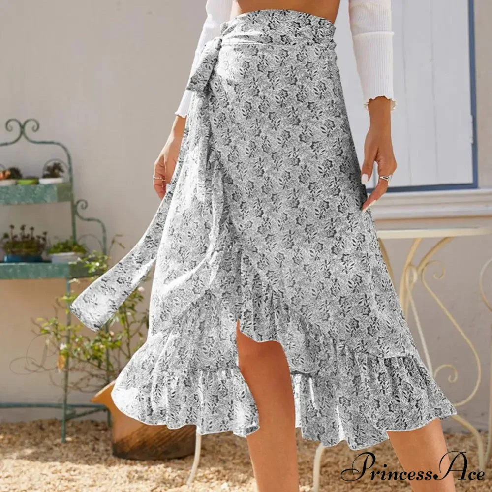 Delightful Airy Flounce Hemline Slit Design Long Skirt - Image 3