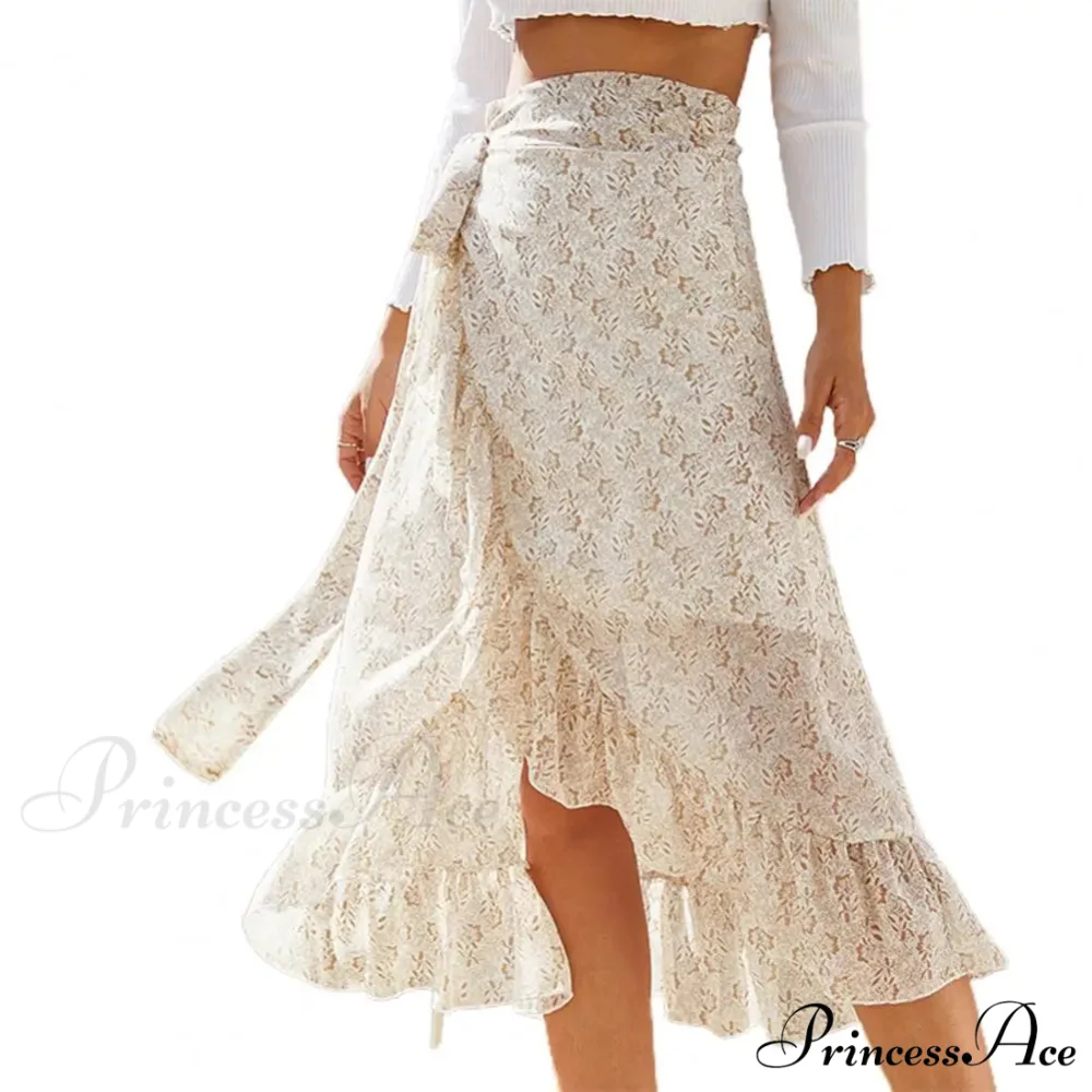 Delightful Airy Flounce Hemline Slit Design Long Skirt - Image 4