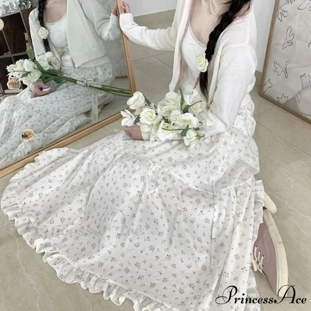 Delightful Blossom Fungus A-line Skirt Women Elevated Waist Gathered Cake Skirt - Image 3