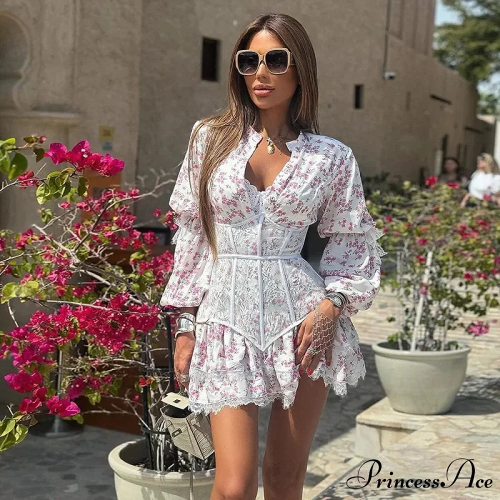 Delightful Petite New Design Waist Brief Lace Floral Dress - Image 4