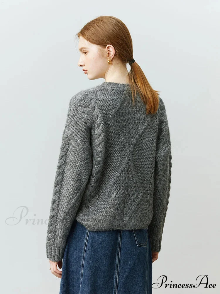 Diamond Design Spin Knitted Pullover Jumper - Image 2