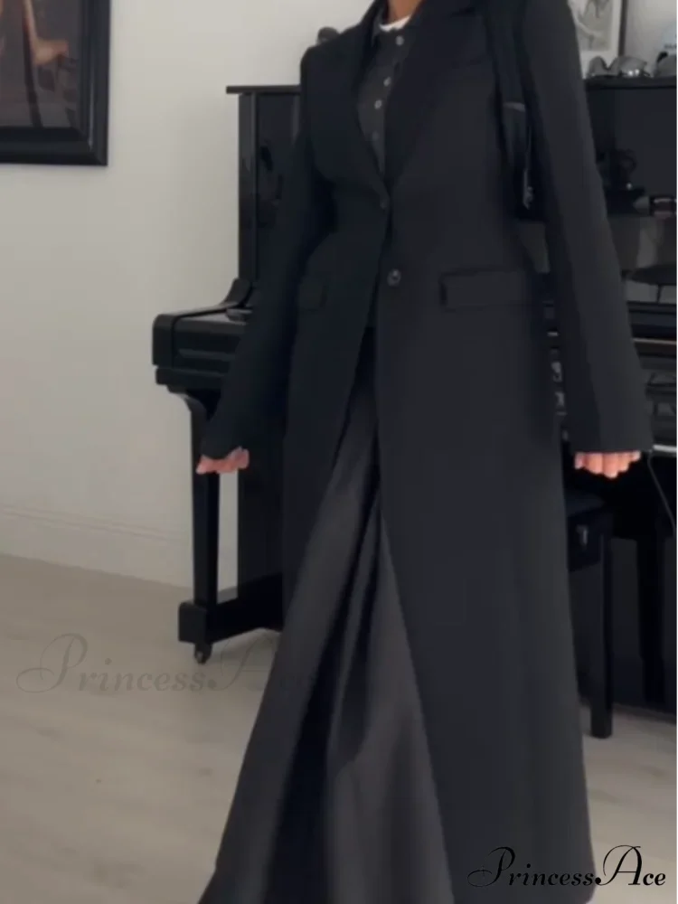 Different Color Single-Breasted Informal Overcoat - Image 2
