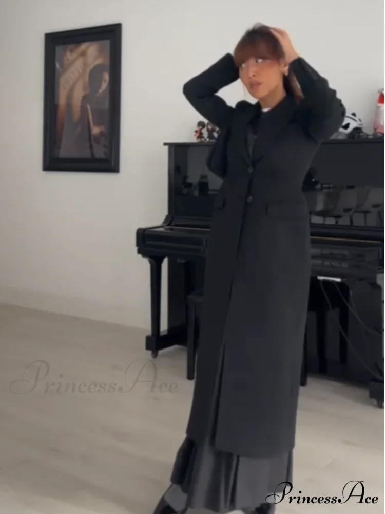 Different Color Single-Breasted Informal Overcoat - Image 3