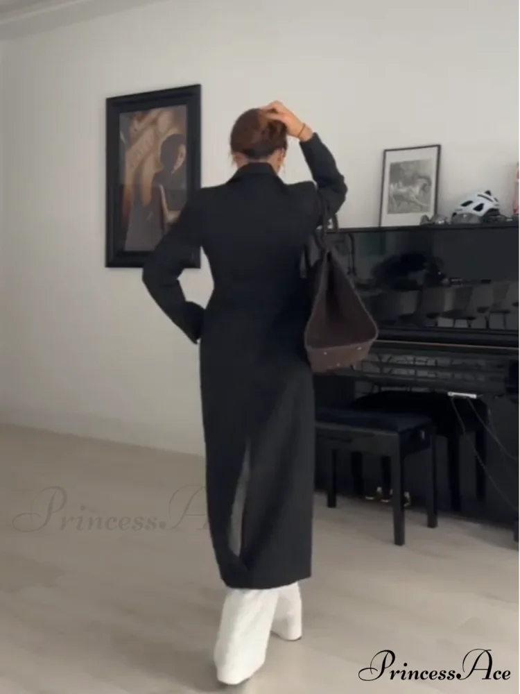 Different Color Single-Breasted Informal Overcoat - Image 4