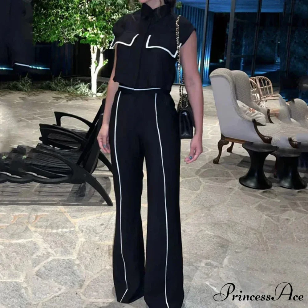 Differentiate Collar Waistcoat Pockets Trousers Workplace Two Piece Ensemble - Image 3