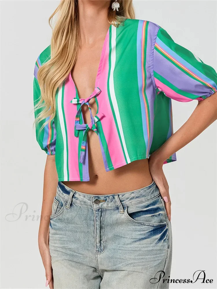 Divide Bind Puff Sleeve Top - Image 3