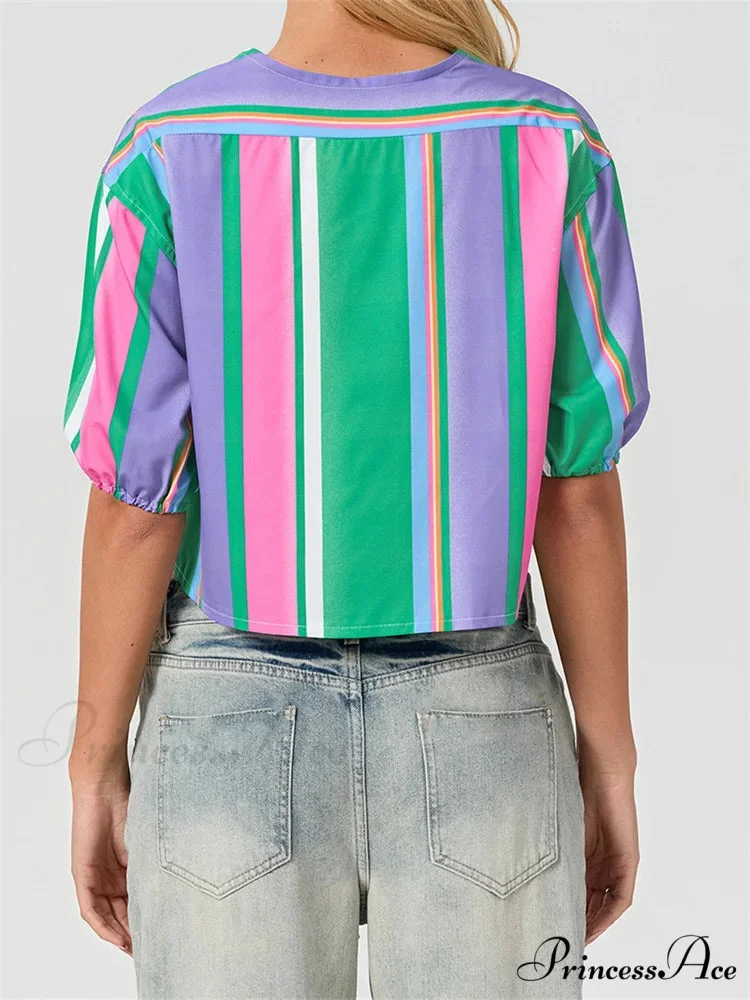 Divide Bind Puff Sleeve Top - Image 4