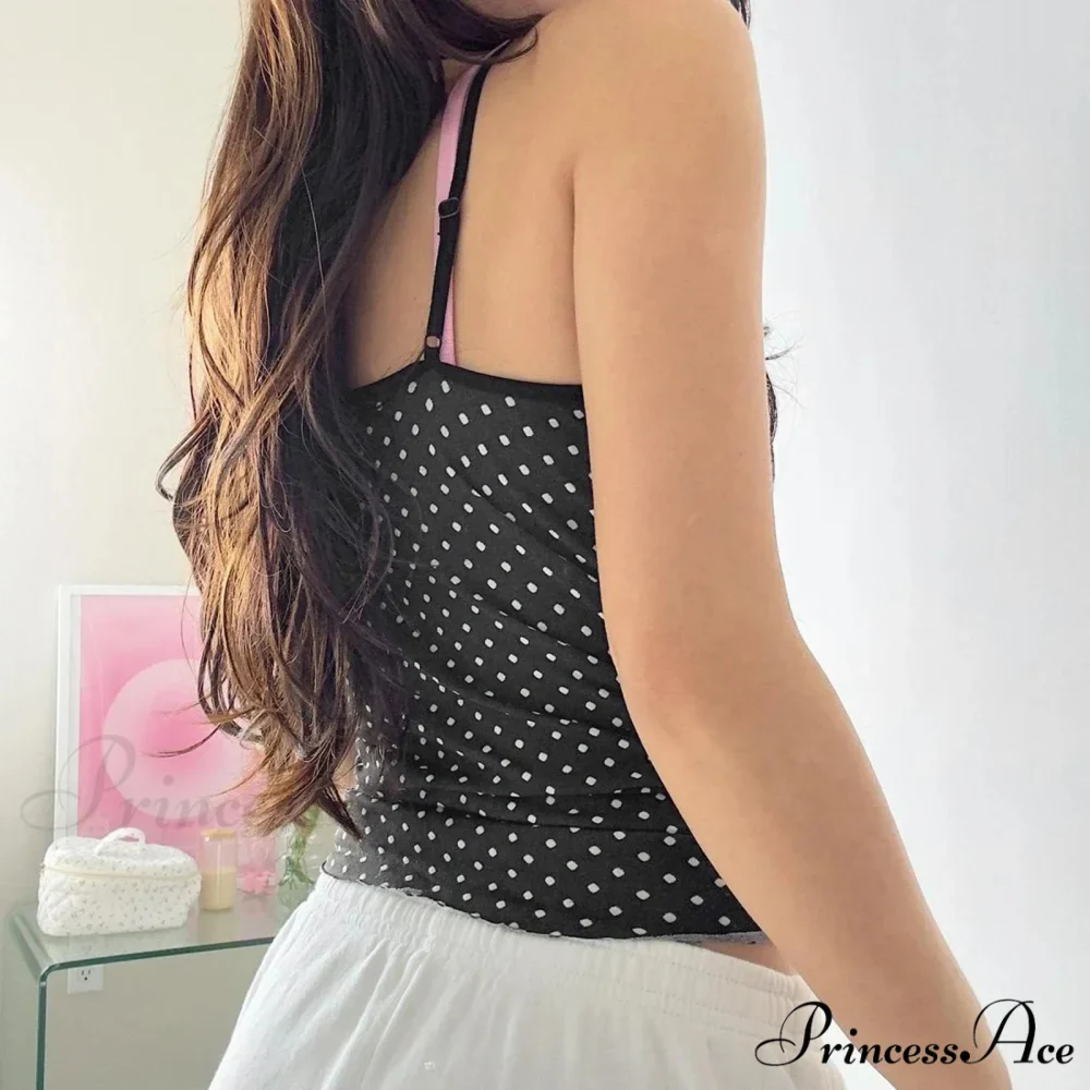 Dotted Bow Camisole Crop Top - Image 2