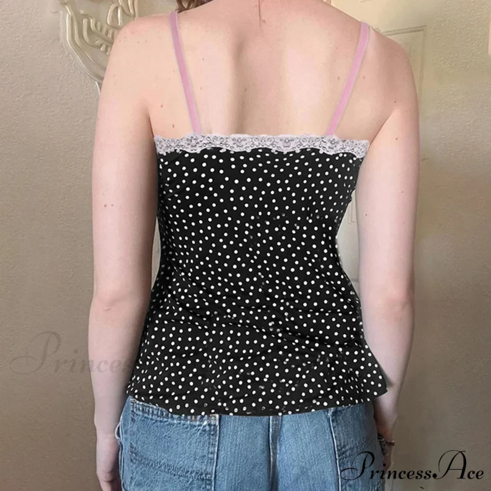 Dotted Bow Lace Cropped Top - Image 4